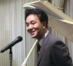 Koji Sasaki beginning his speech